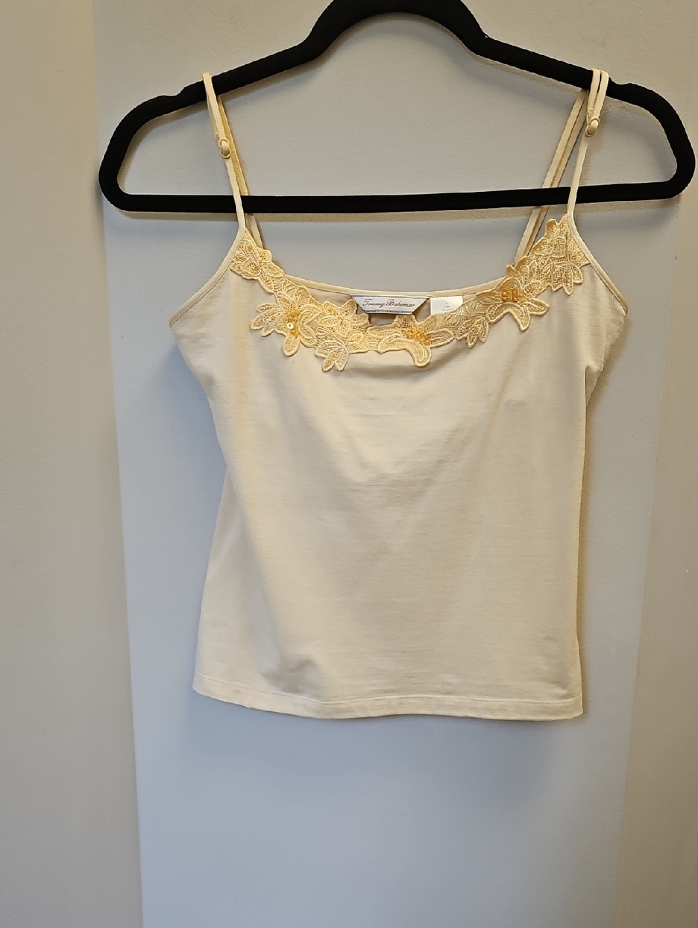 Tommy Bahama Cream Floral Lace-Trim Adjustable Cami